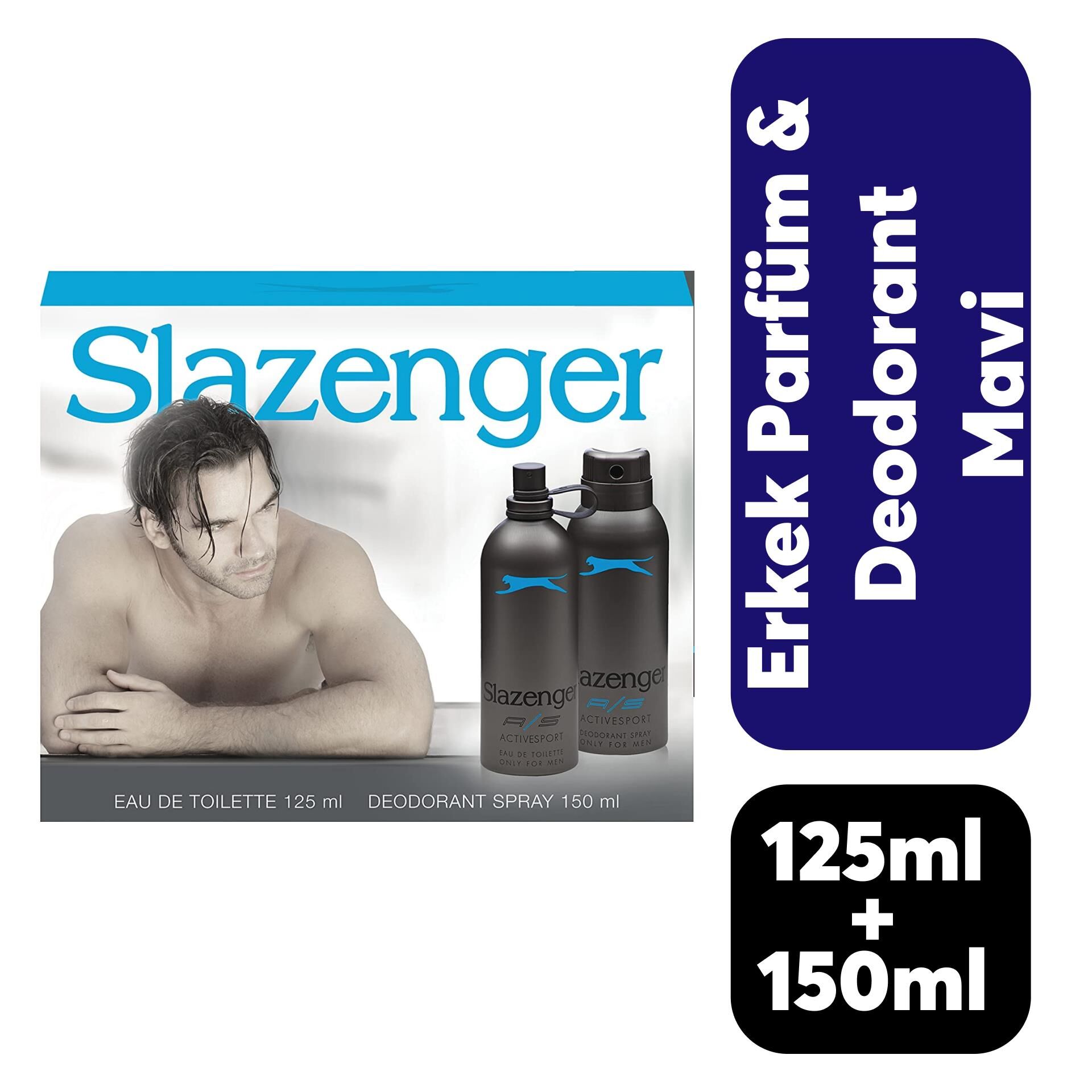 Set Slazenger Erkek Parfüm 125 ml + Deodorant 150 ml Mavi