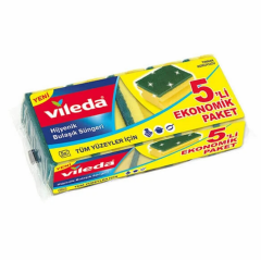 Sünger Oluklu Vileda 5'li Yeşil Antibakteriel