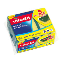 Sünger Düz Vileda 5'li Eko Yeşil Antibakteriel