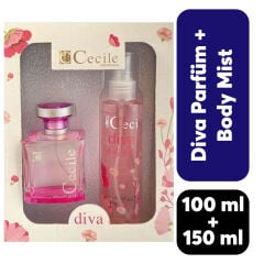 Kofre Kadın Cecile Parfüm 100 ml + 150 ml Body Mist Diva