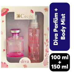 Kofre Kadın Cecile Parfüm 100 ml + 150 ml Body Mist Diva