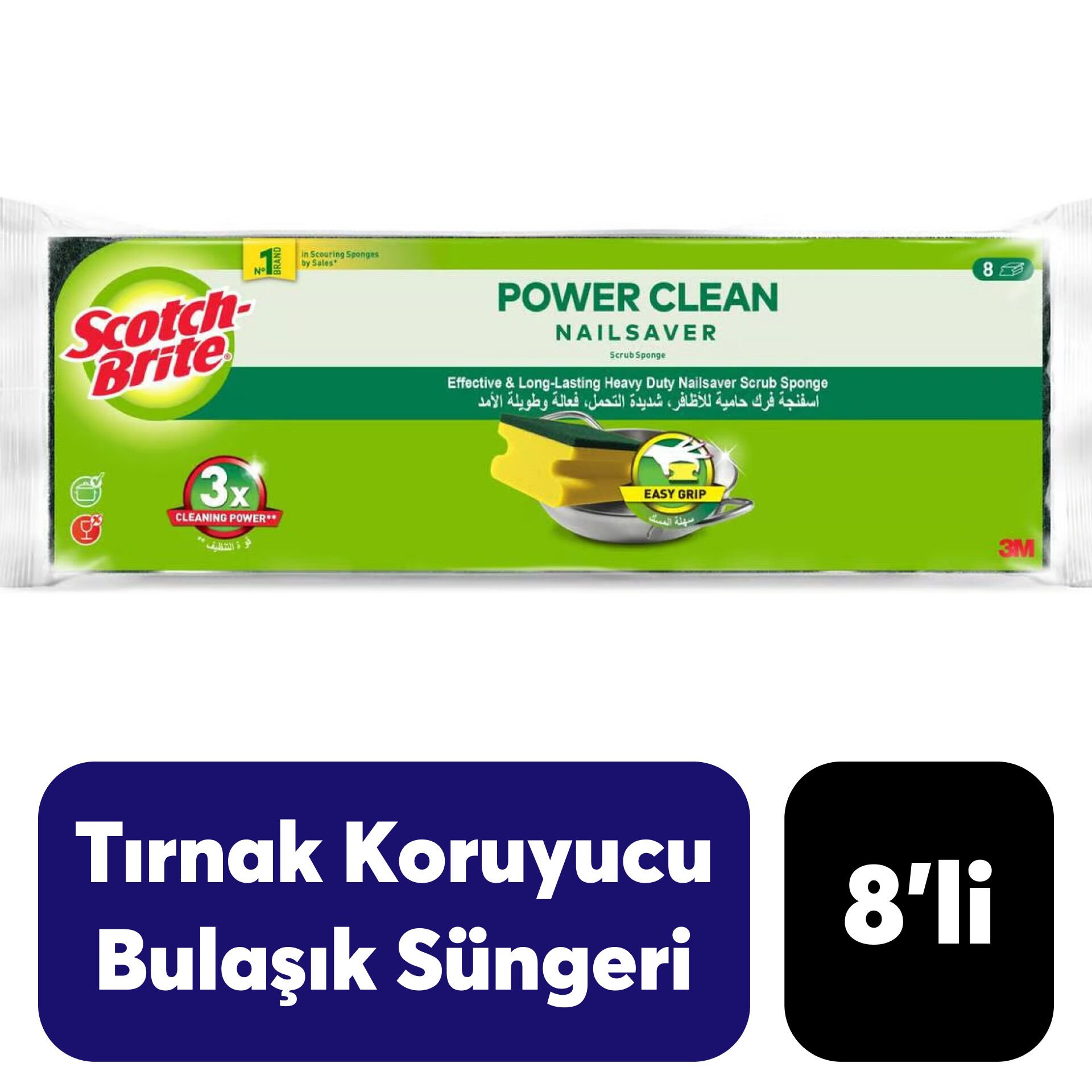 Scotch Brite .8'li Tırnak Koruyuculu Sünger Power Classic