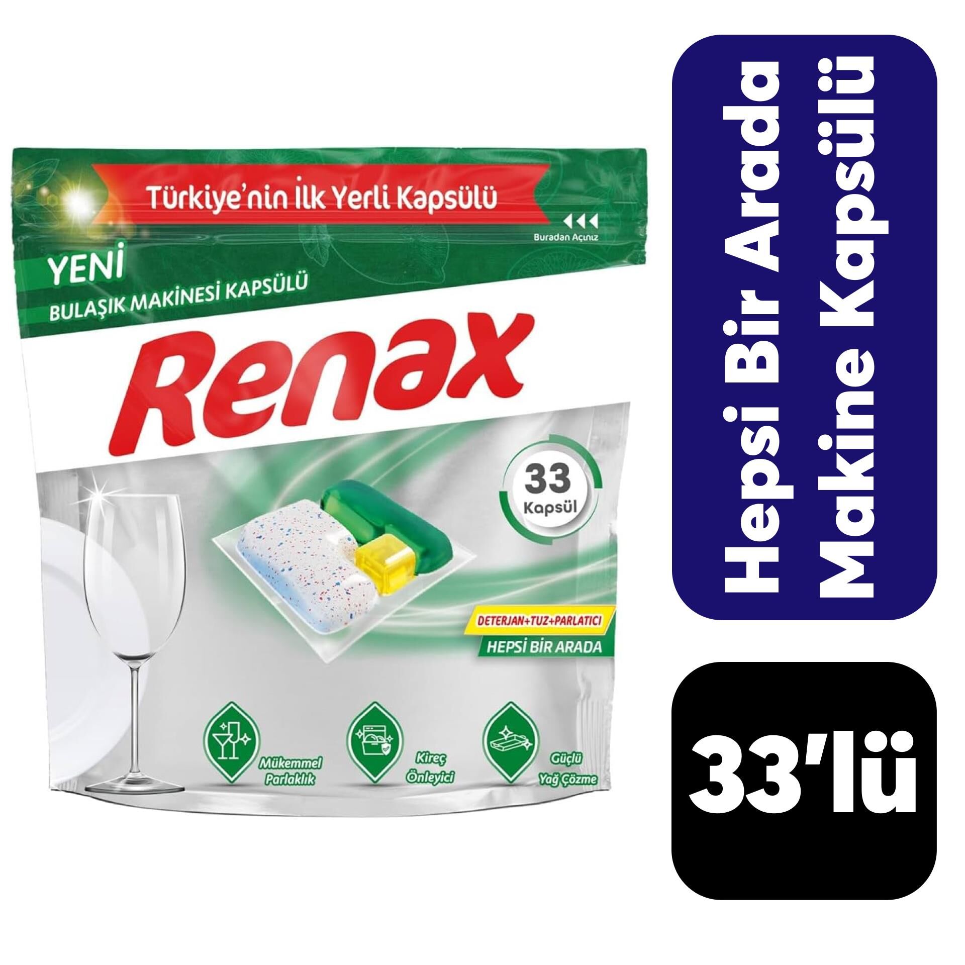 .Renax 33'lü Bulaşık Makine Kapsülü