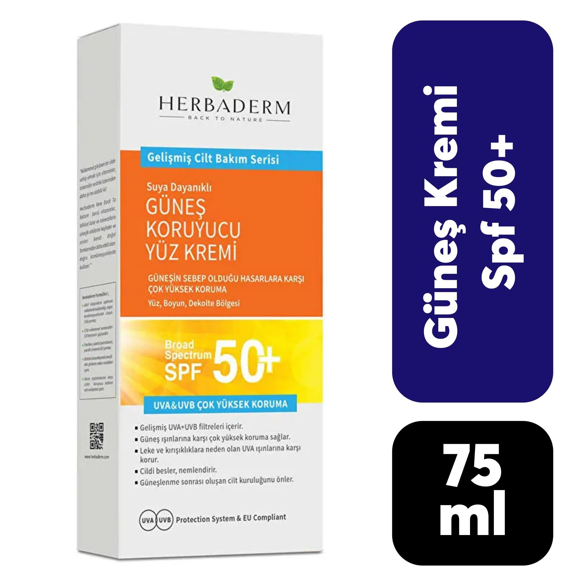 Güneş Kremi Herbaderm 75 ml 50+