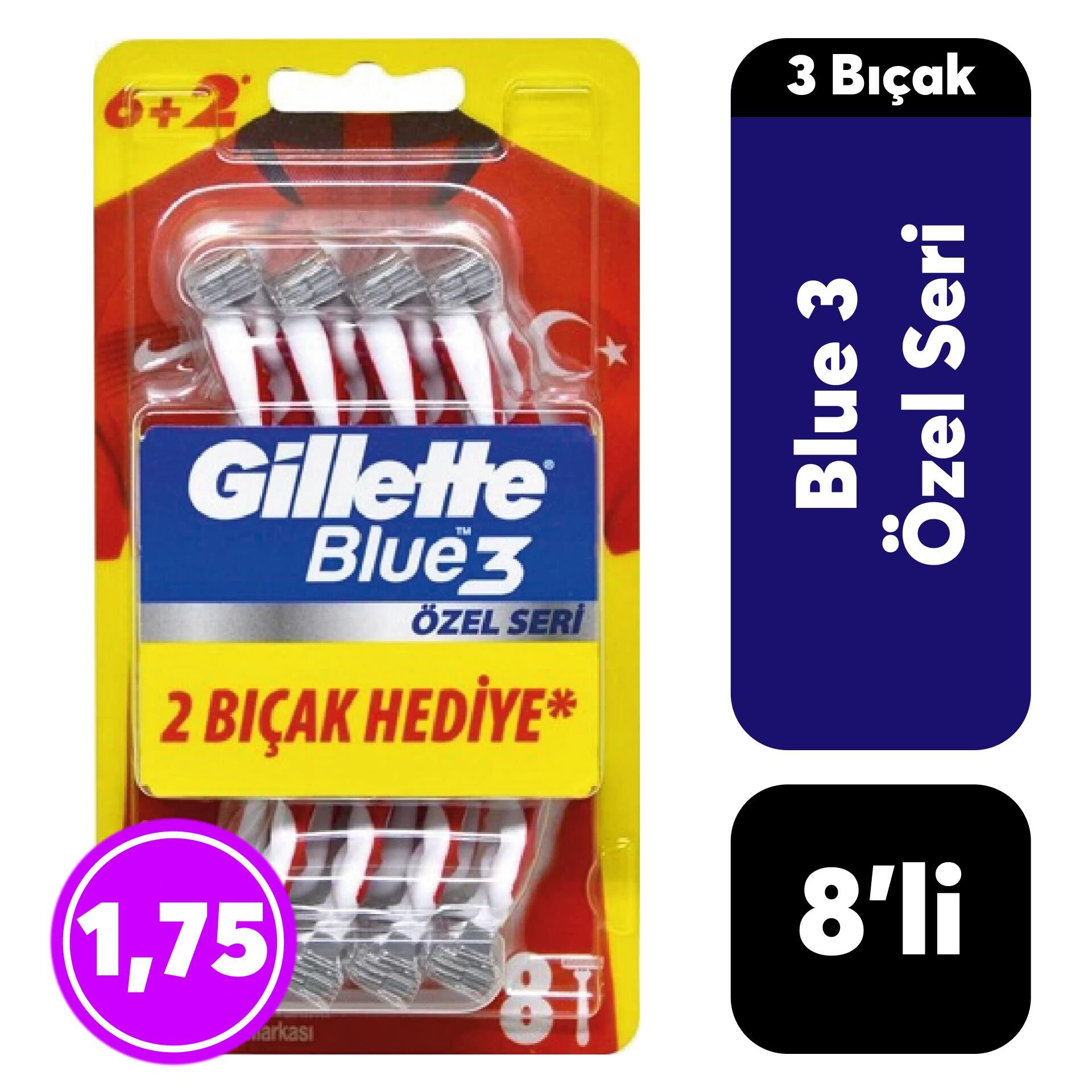 Gillette Tıraş Bıçağı Blue3 8'li TFF