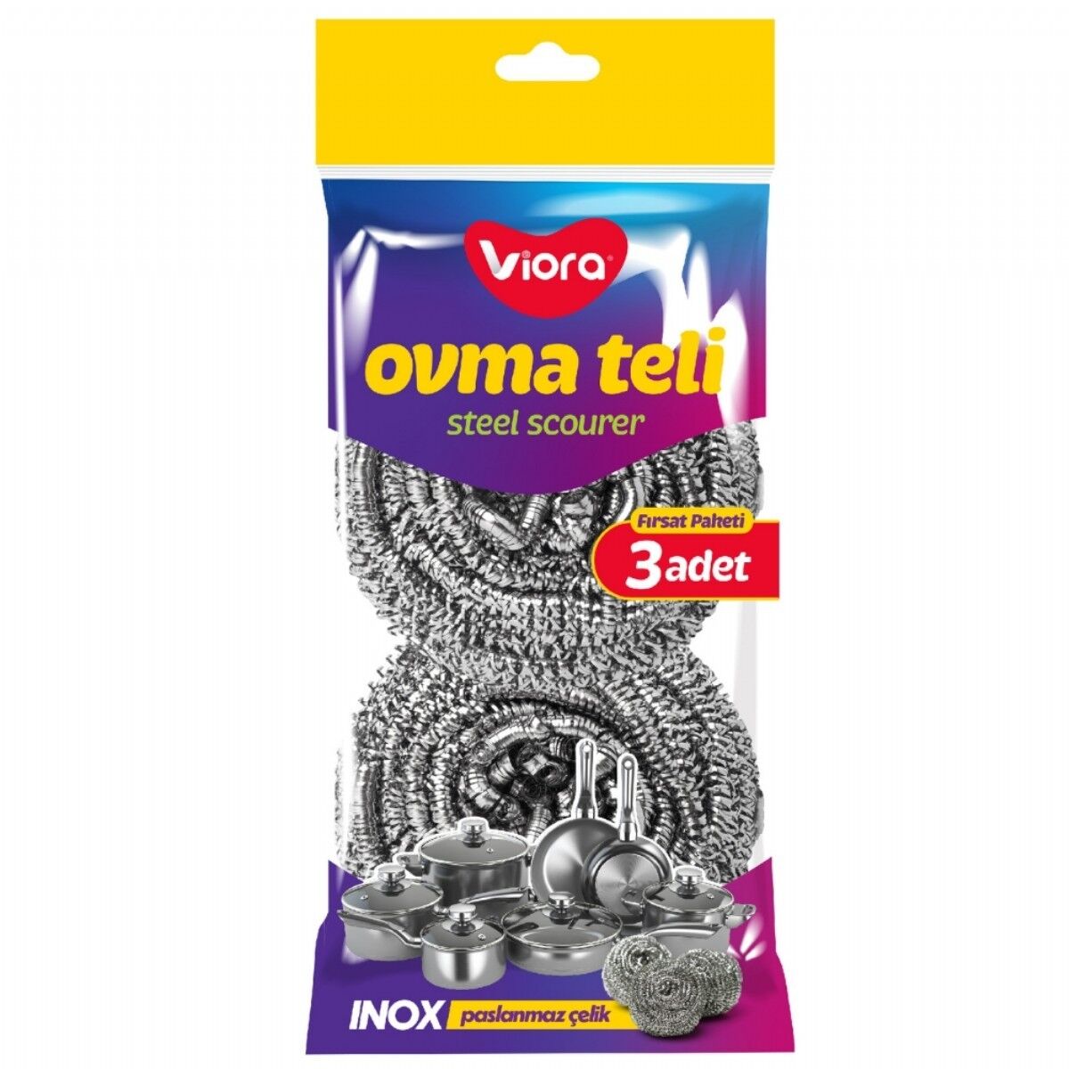Viora Çelik Ovma Teli 3 Lü