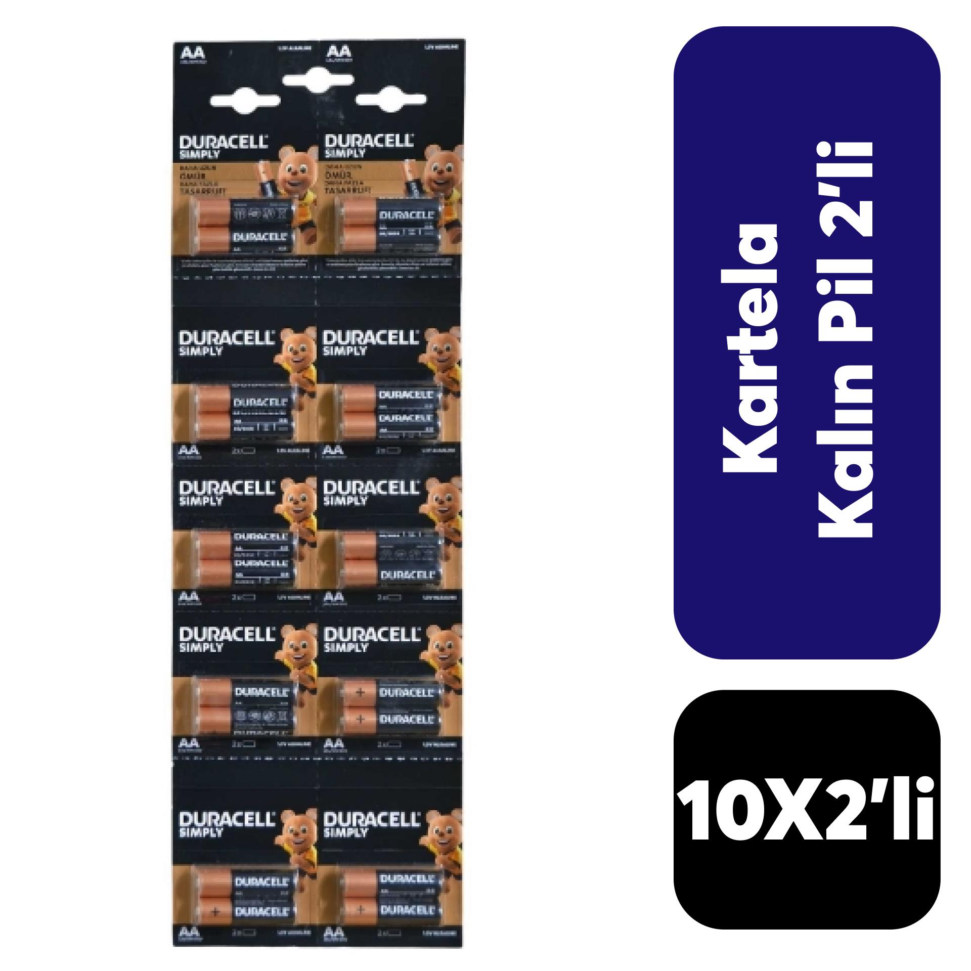 Duracell kartela kalem 2'li pil 10 lu