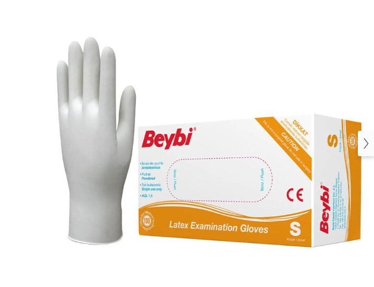 Beybi Latex Pudralı Eldiven Small 100'lü