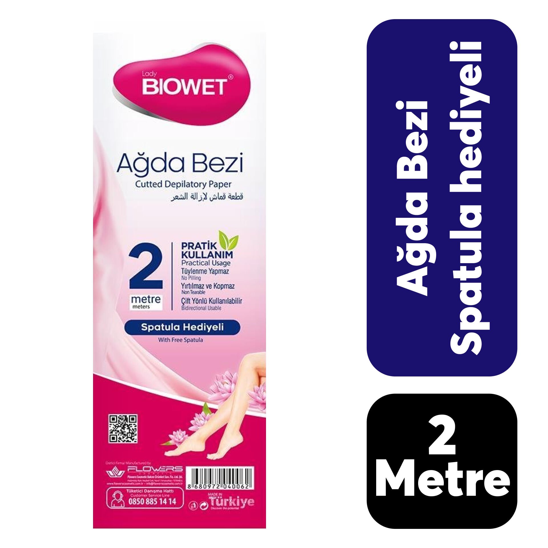 Biowet Ağda Bezi 2 Metre Rulo Spatula Hediye