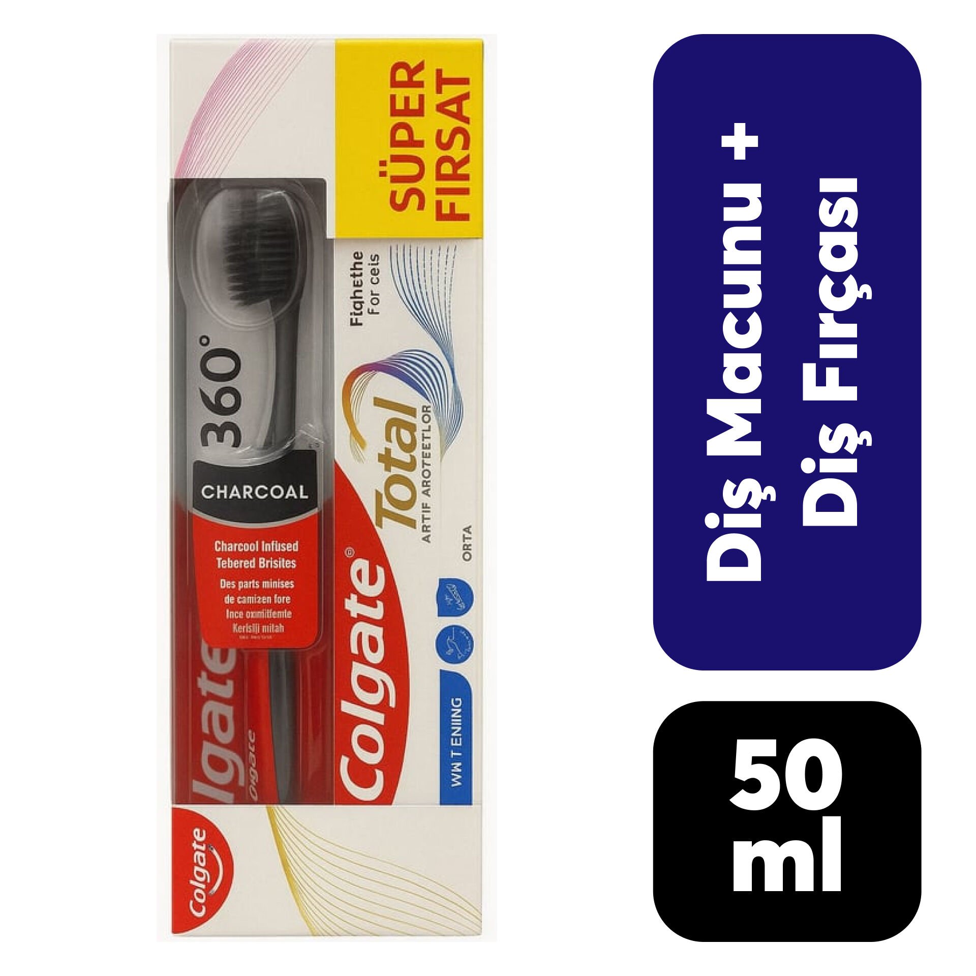 Diş Macunu Colgate 50 ml  Total + Diş macunu 360 Black Single