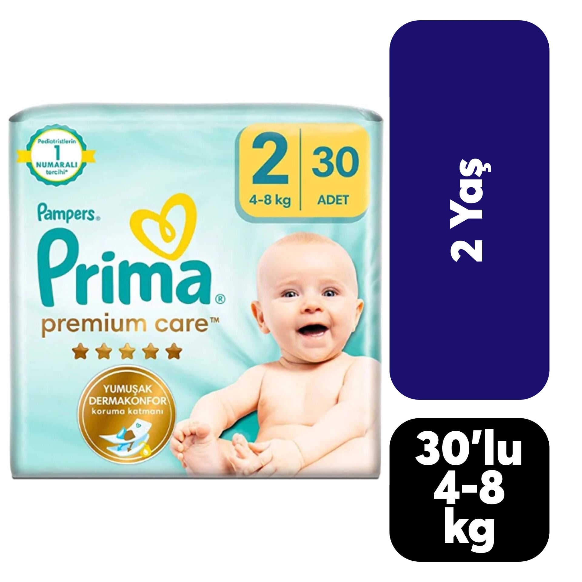 Bebek Bezi Prima Premium 2 Numara 4-8 Kg 30'lu***