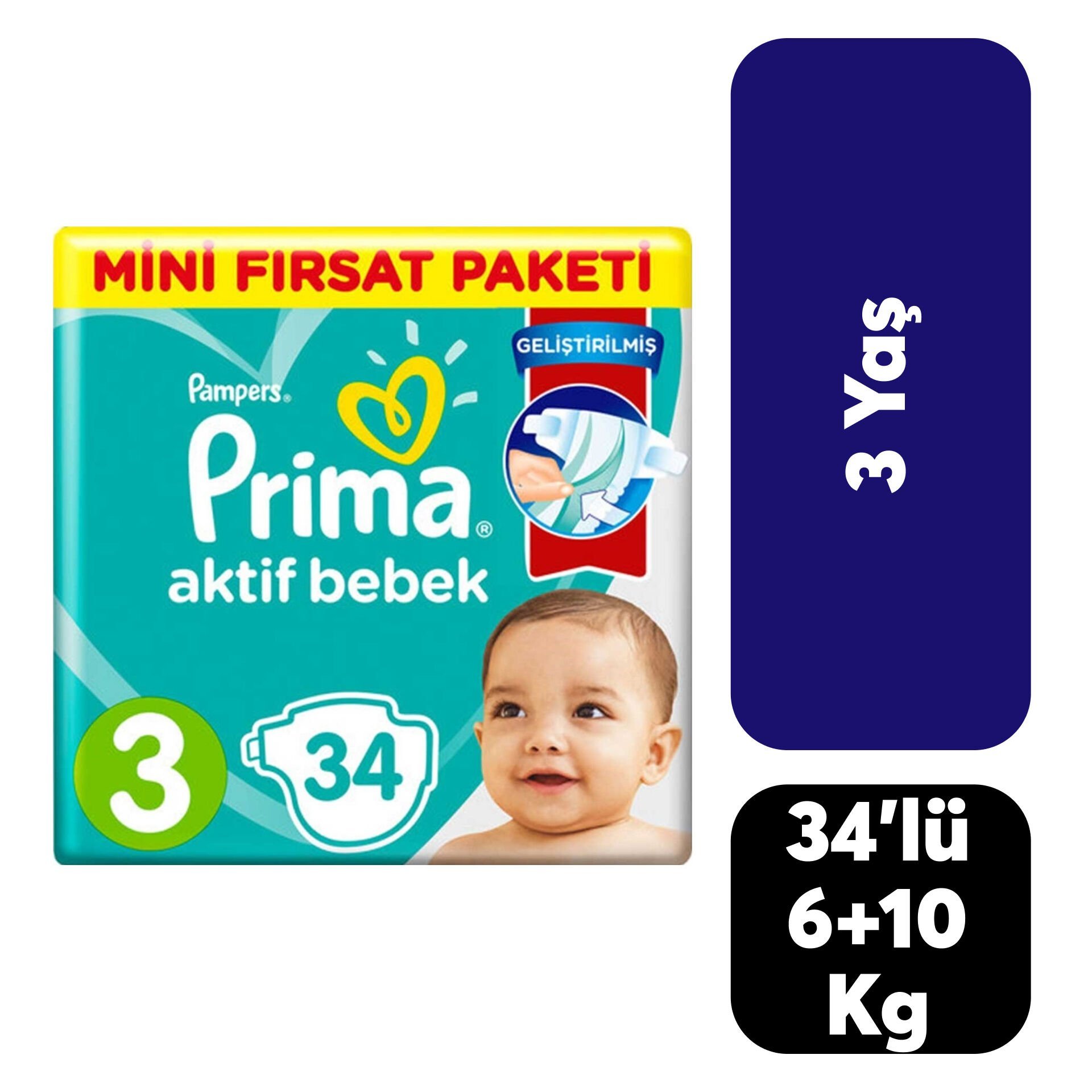 Bebek Bezi Prima Fırsat 3 Numara 6-10 Kg 34'lü