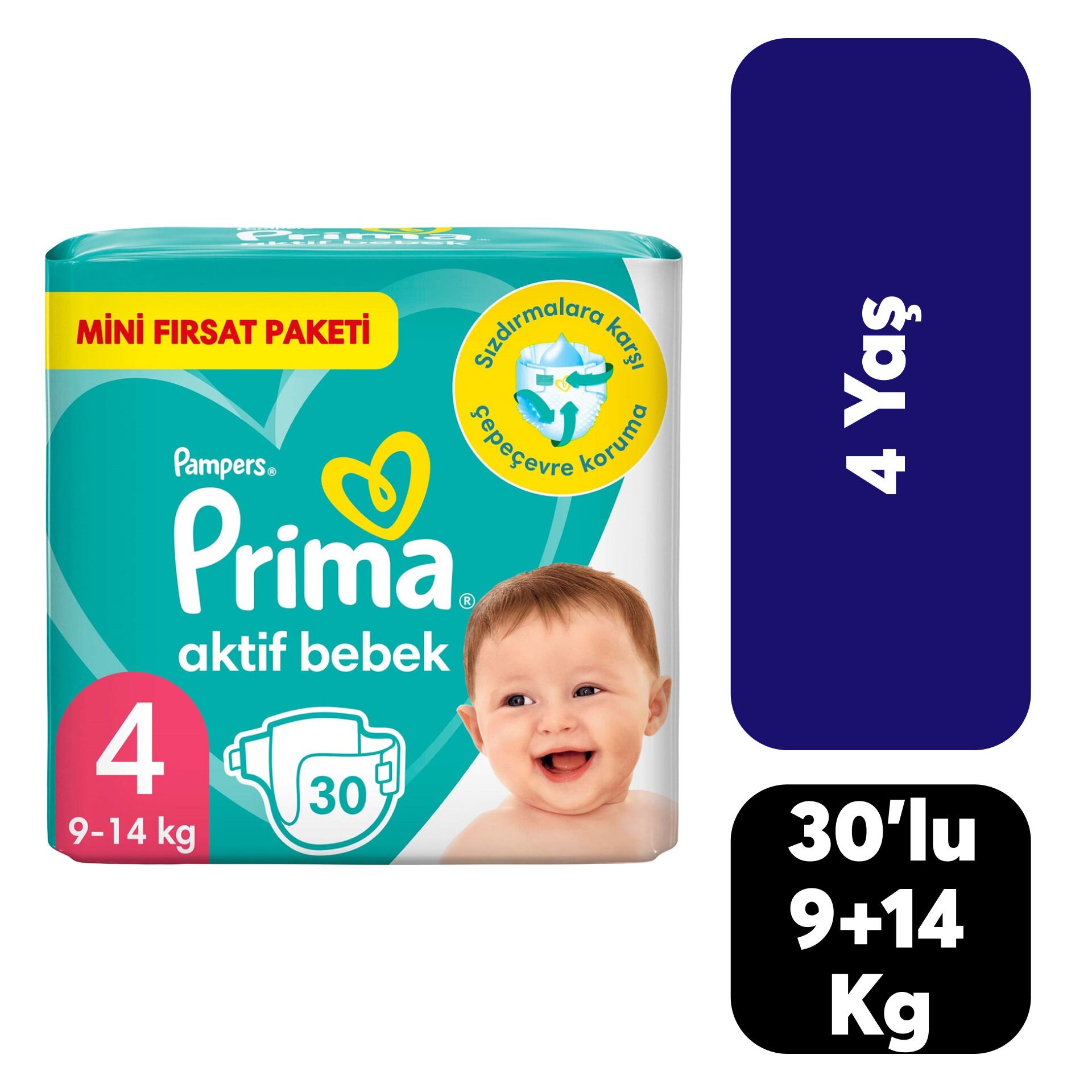 Bebek Bezi Prima Fırsat 4 Numara 9-14 Kg 30'lu