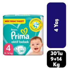 Bebek Bezi Prima Fırsat 4 Numara 9-14 Kg 30'lu