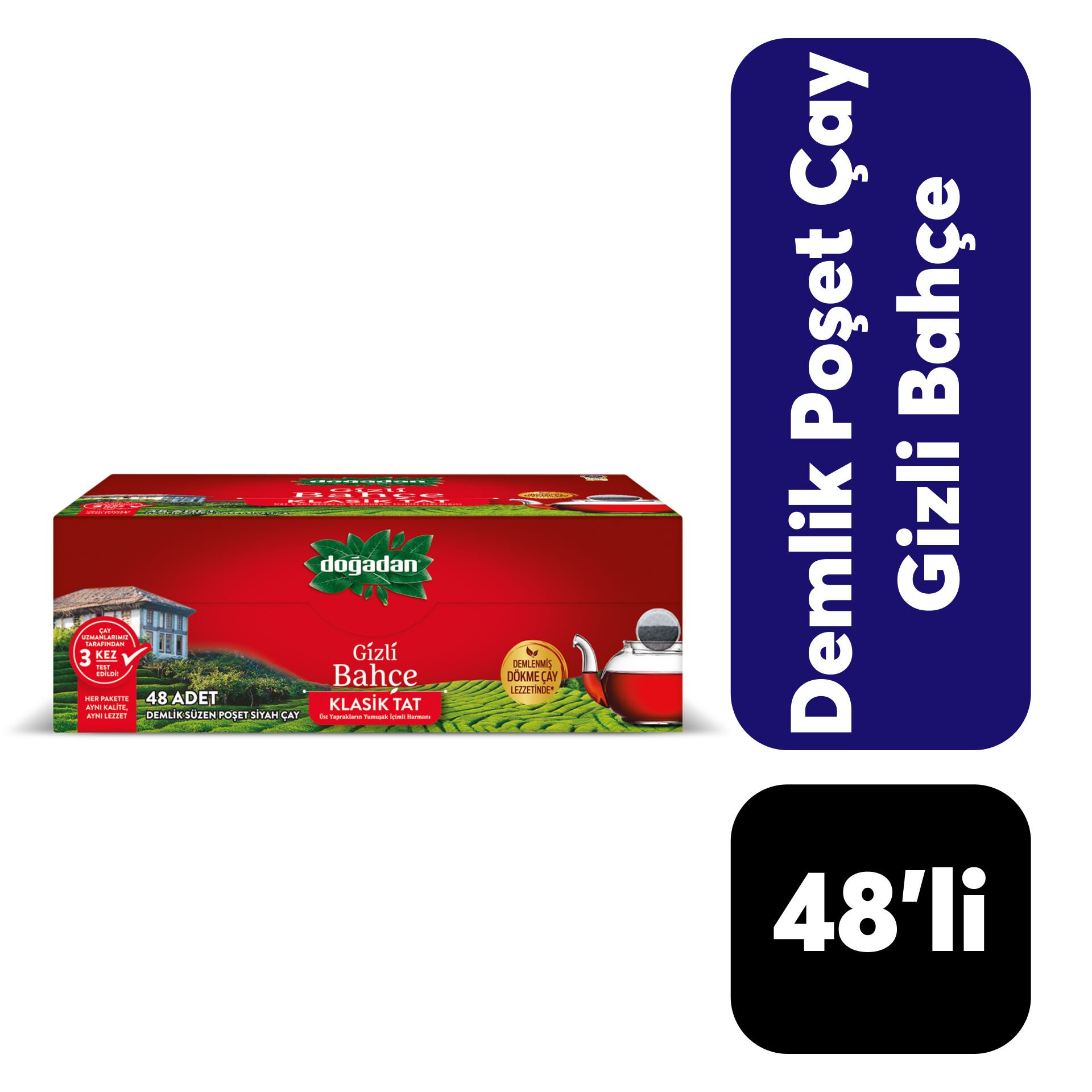 Doğadan Siyah Çay Gizli Bahçe .48'li Demlik Poşet
