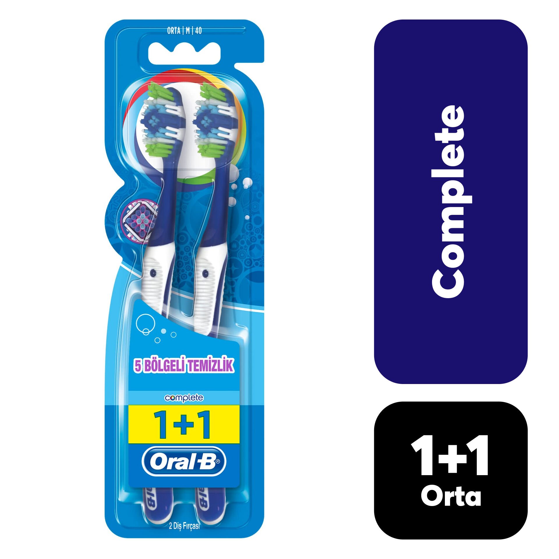Diş Fırçası Oral-B Complete 5 Bölgeli Temizlik 1+1 Orta