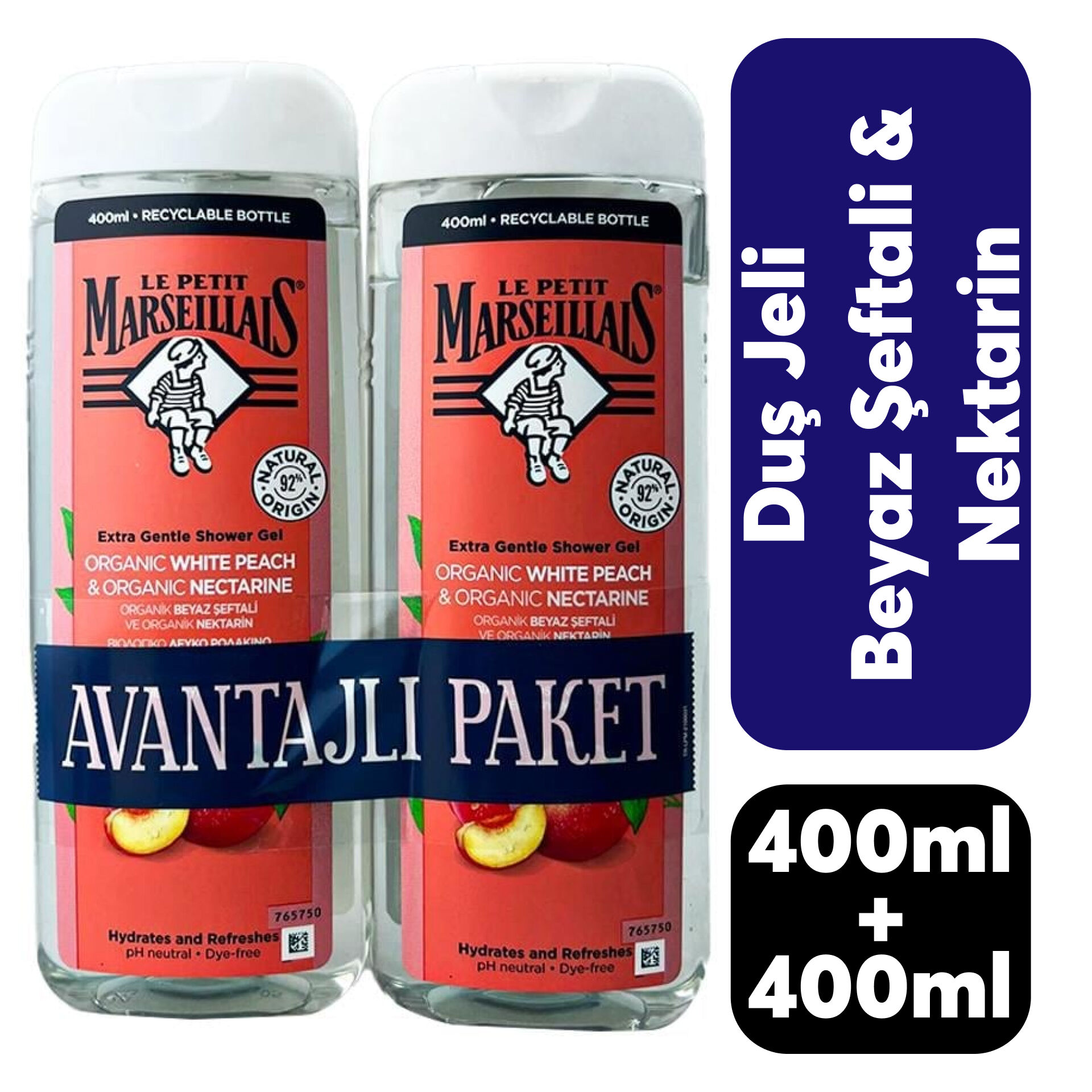 Duş Jeli Le Petit Marseillais 400 Ml Şeftali Ve Nektarin 2'li