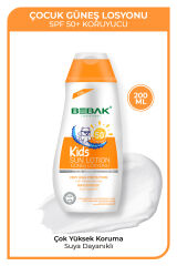 Bebak SPF 50+ UVA/UVB Işınlarına Karşı Yüksek Koruma Etkili Çocuk Güneş Losyonu 200 ml