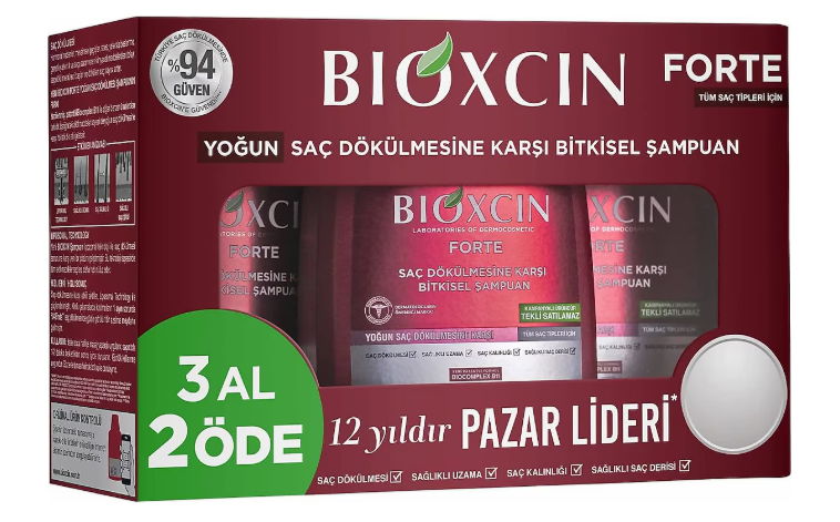 Şampuan Bioxcin Forte 3x300 Ml Saç Dökülmesine Karşı