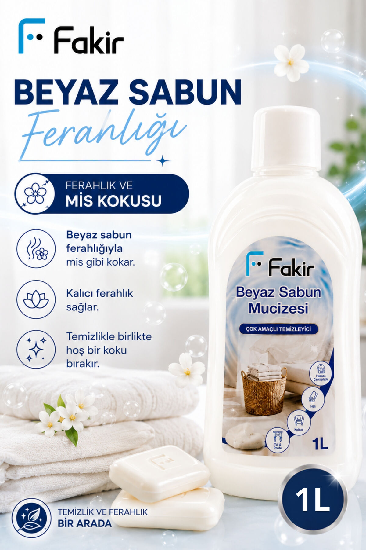 Fakir Beyaz Sabun Mucizesi Çok Amaçlı Temizleyici 1 L