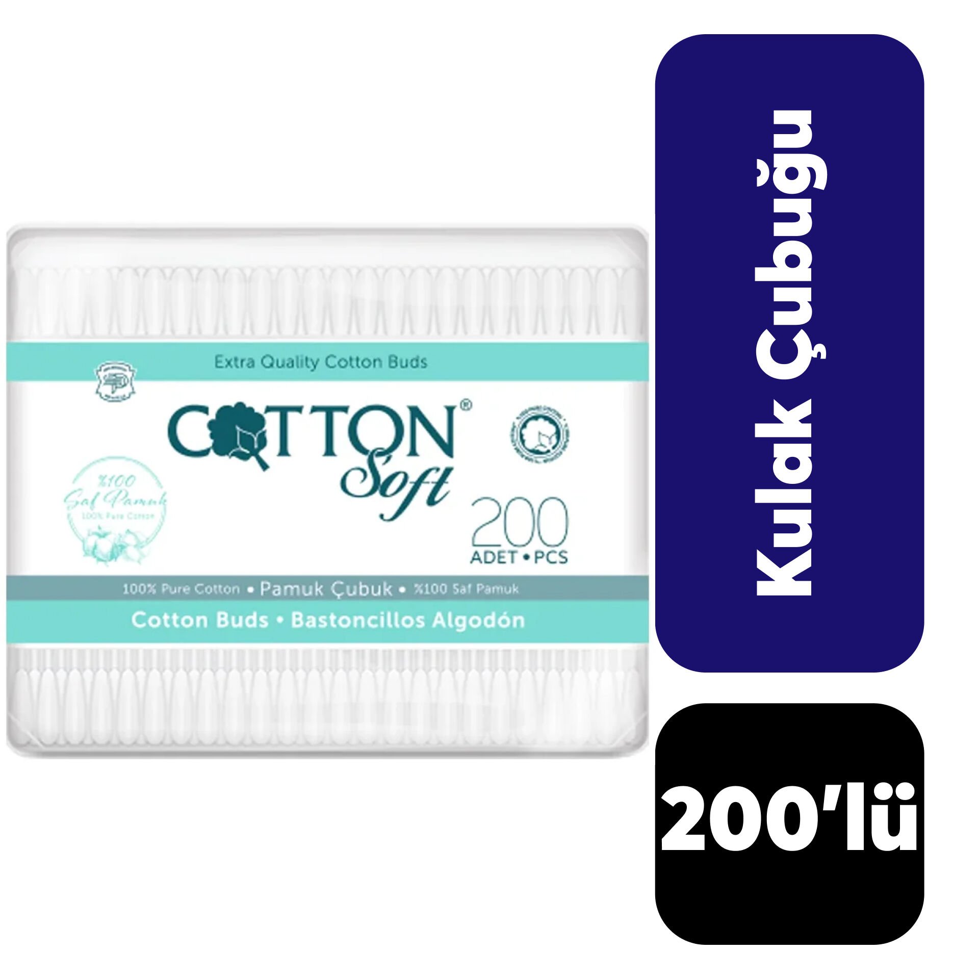 Kulak Çubuğu Cotton 200'lü Dikdörtgen