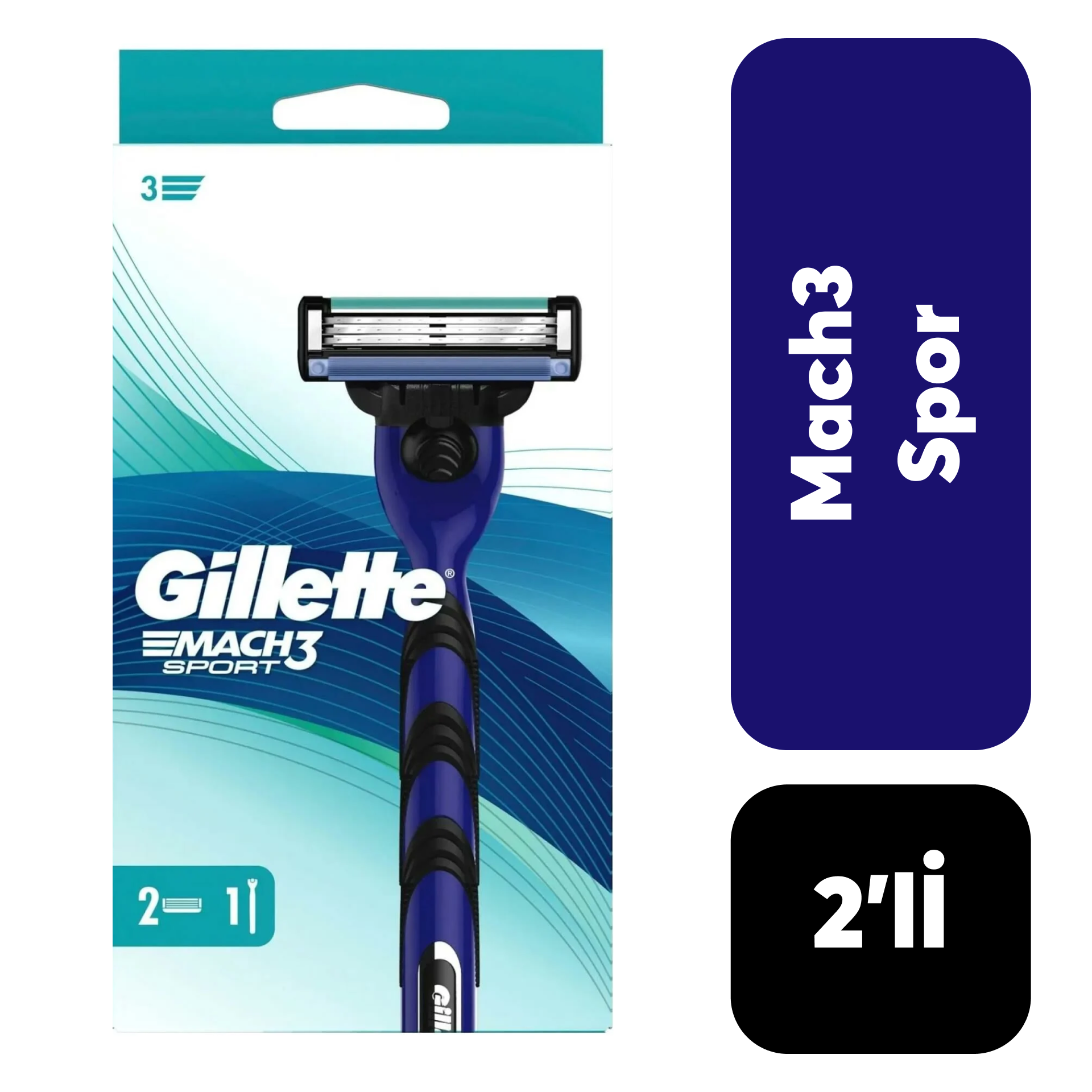 Gillette Mach3 Makine + 2 Başlık Sport