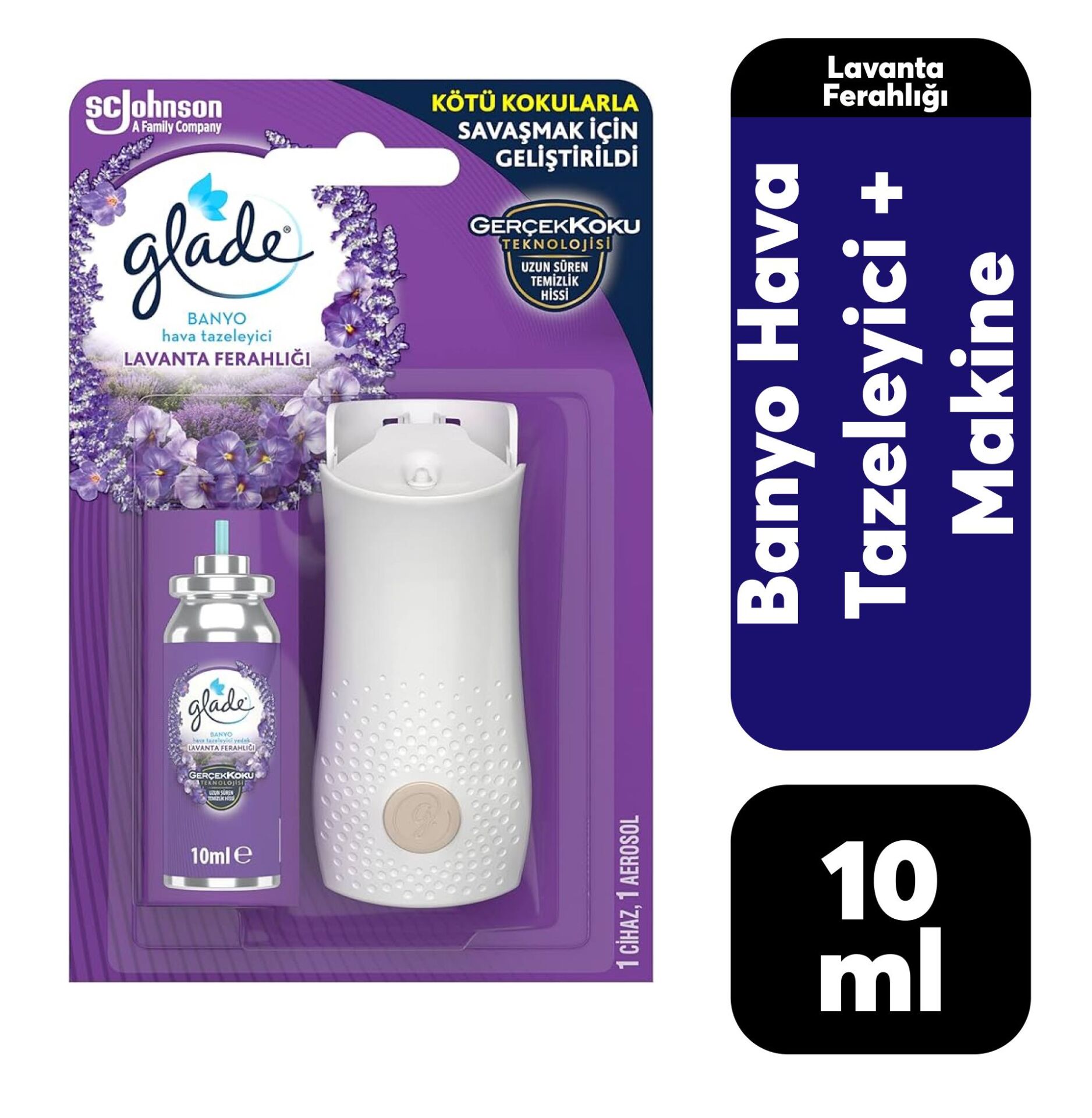 Makine + Yedek Sprey Glade 10 ml Banyo Lavanta Ferahlığı
