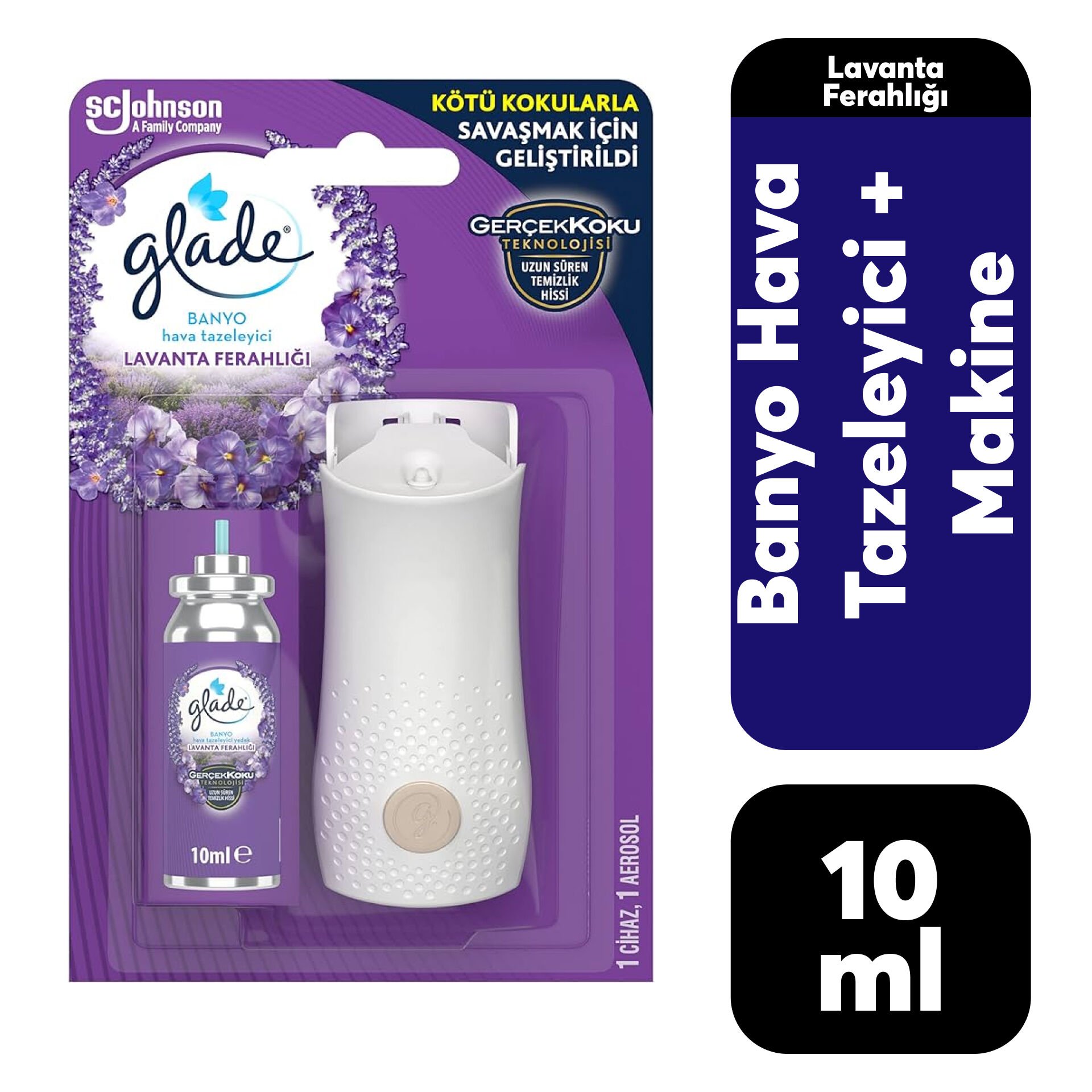 Makine + Yedek Sprey Glade 10 ml Banyo Lavanta Ferahlığı