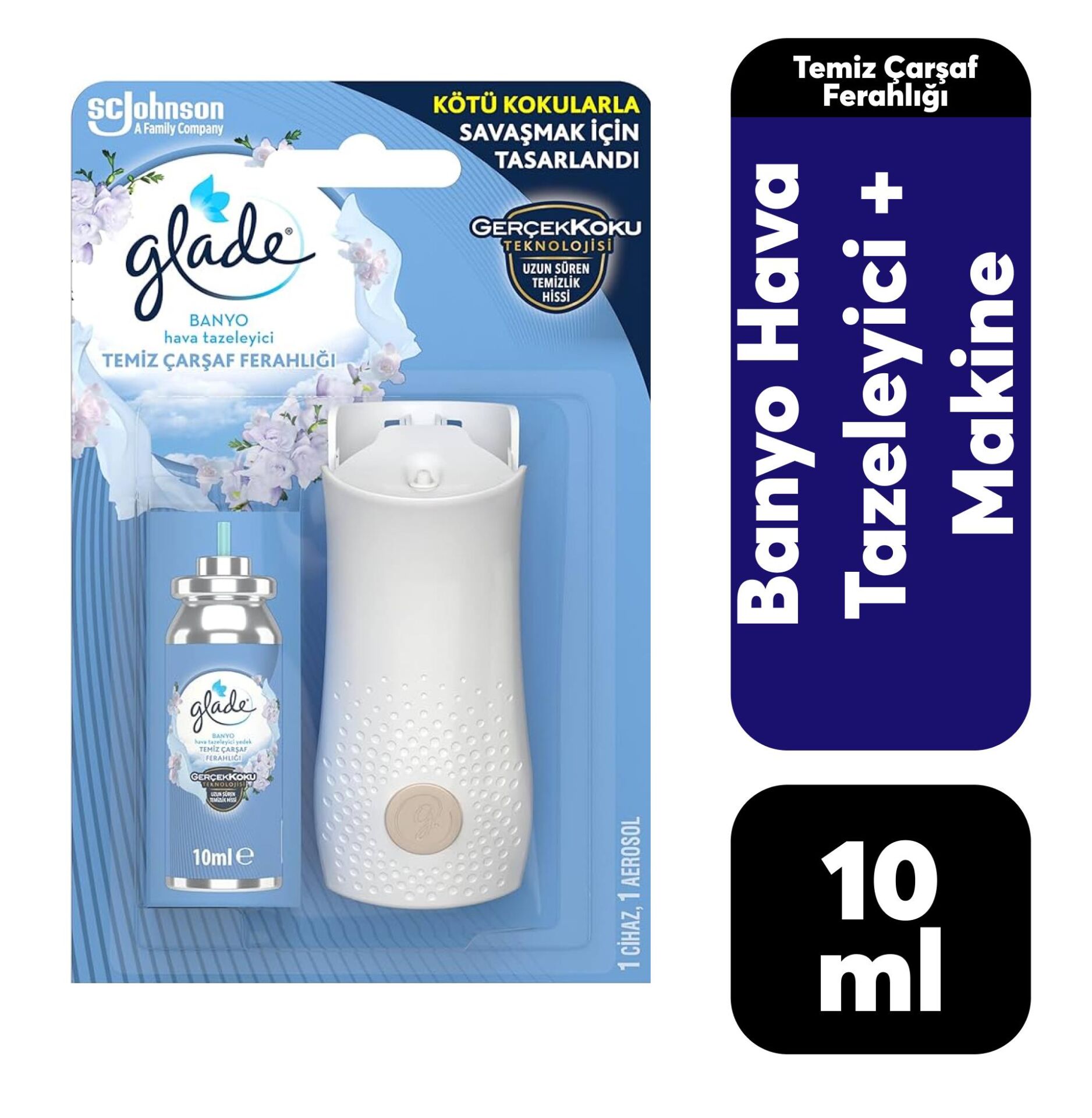 Glade Banyo 10 ml Temiz Çarşaf Ferahlığı + Makine