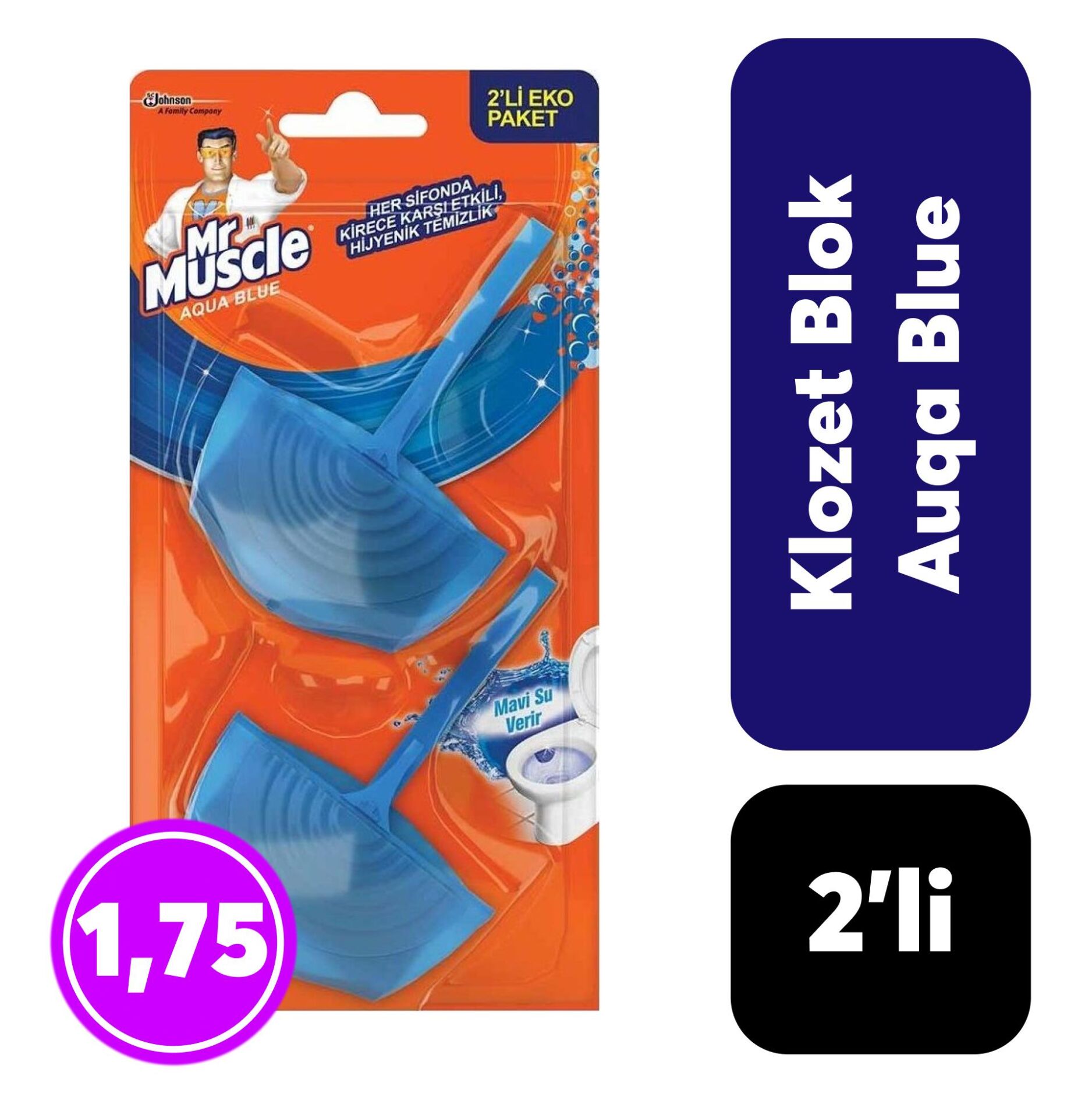..Mr.Muscle Klozet Blok 2’li Aqua Blue