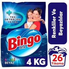 Toz Deterjan Bingo 4 Kg Matik Beyazlar Ve Renkliler
