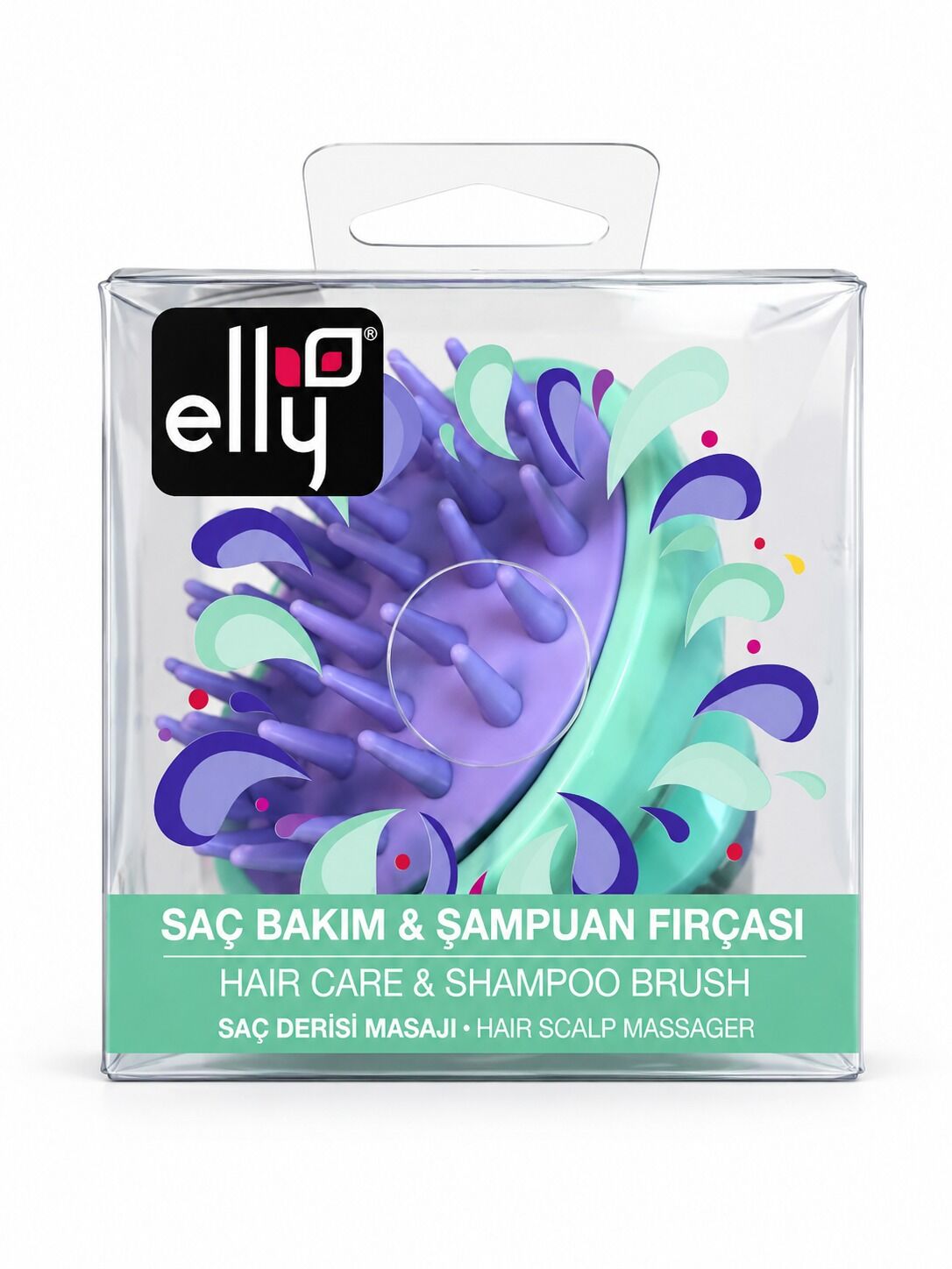 Elly (0137) Şampuan Fırçası Mor + Yeşil