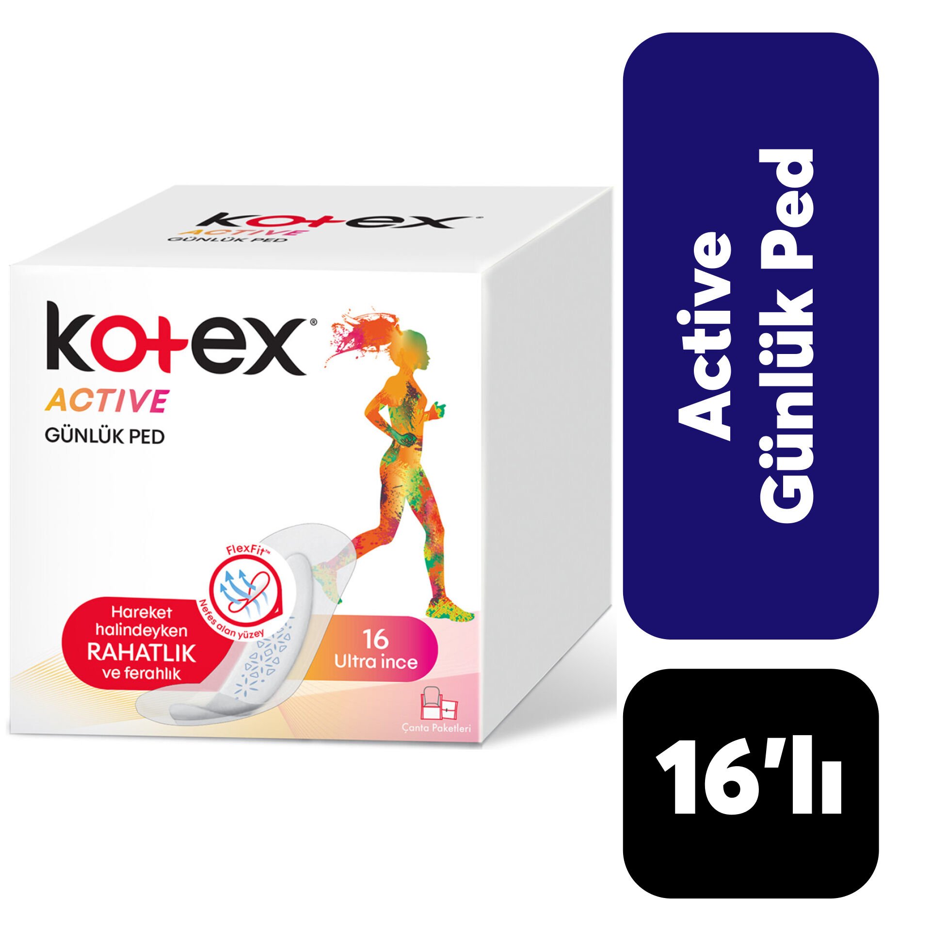 Kotex Hijyenik Ped Günlük Active 16'lı