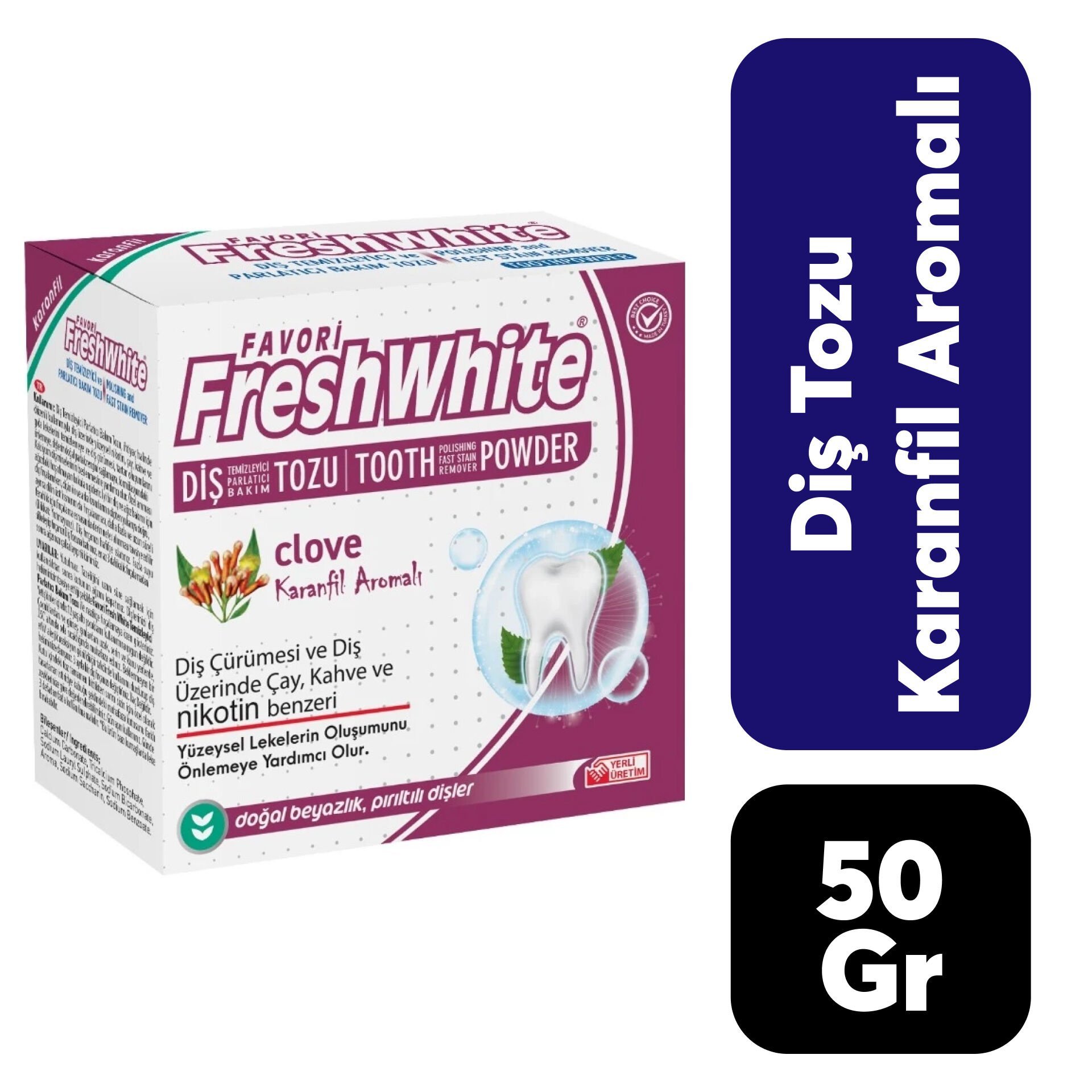 Fresh White Diş Tozu 50 gr Karanfil Aromalı