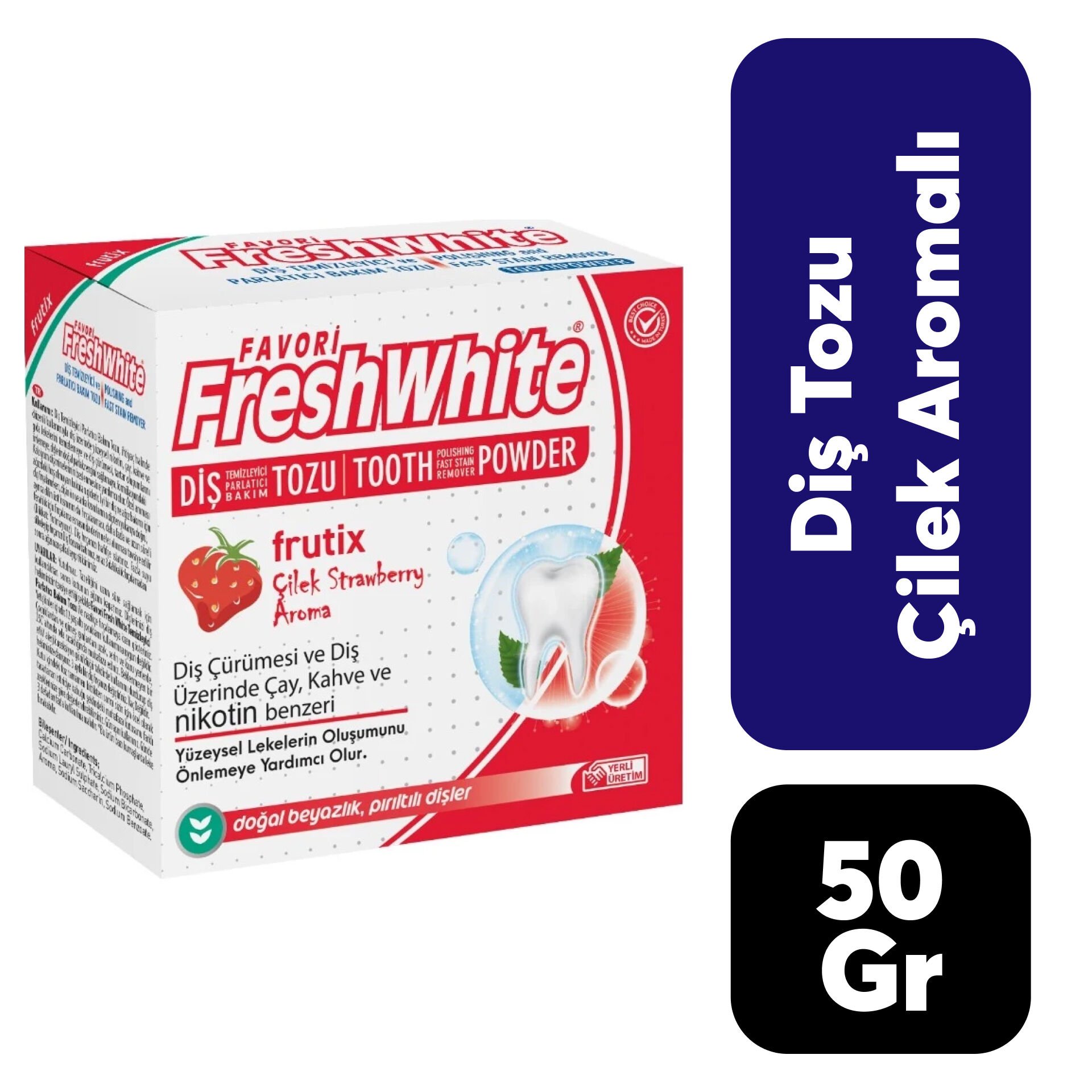 .Fresh White Diş Tozu 50 gr Çilek Aromalı