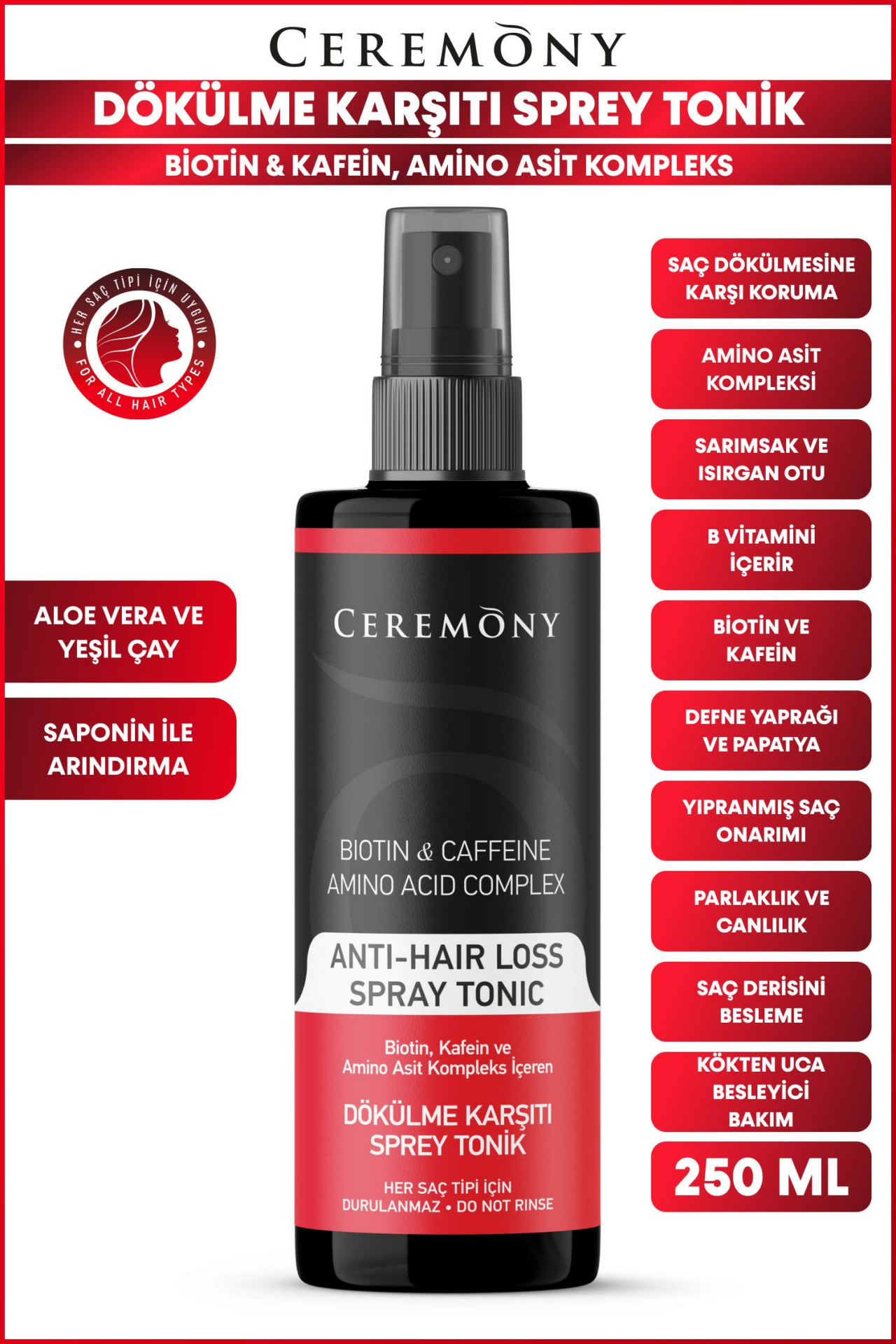 .Ceremony 250 ml Saç Toniği  Dökülme Karşıtı