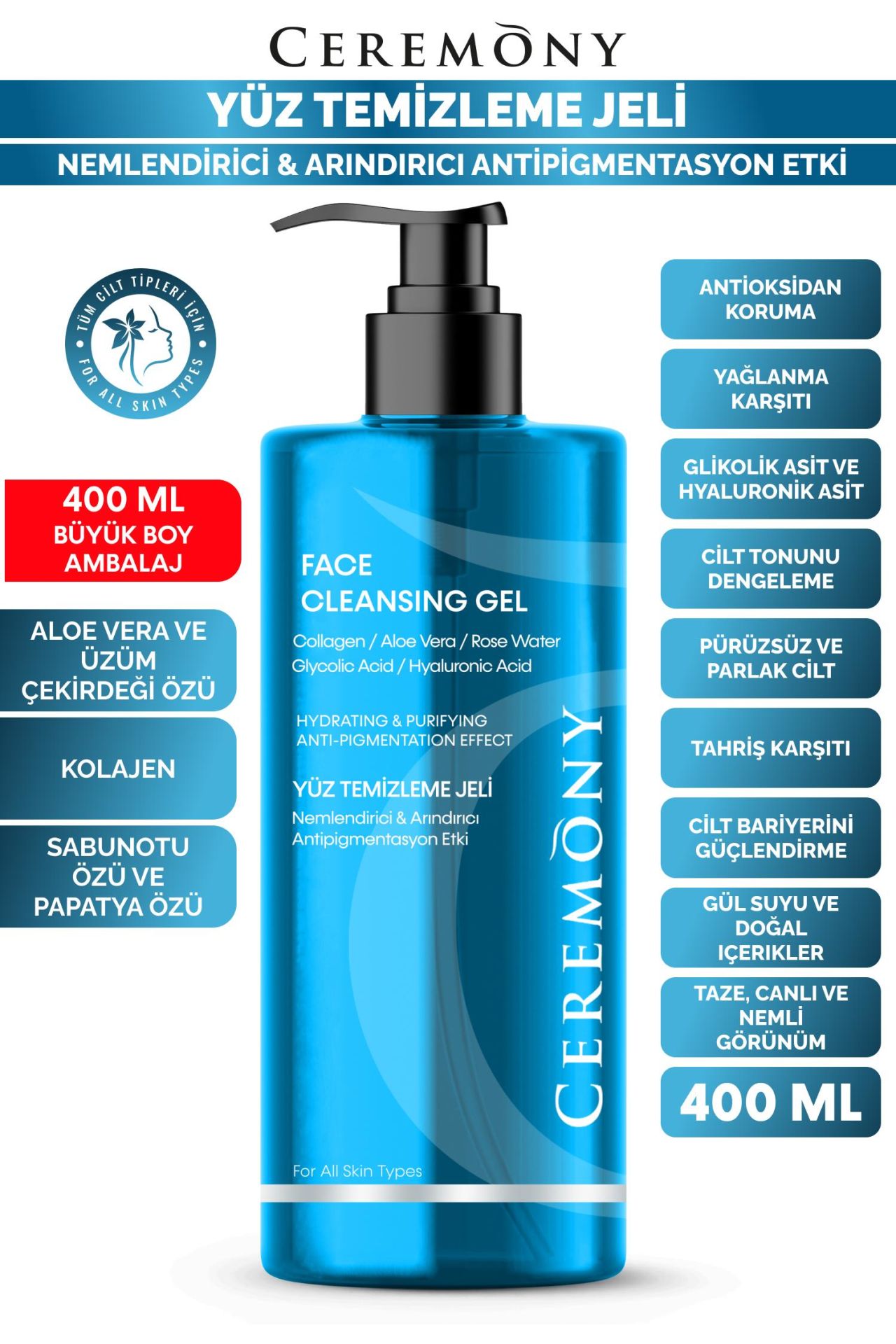 .Ceremony 400 ml Yüz Temizleme Jeli