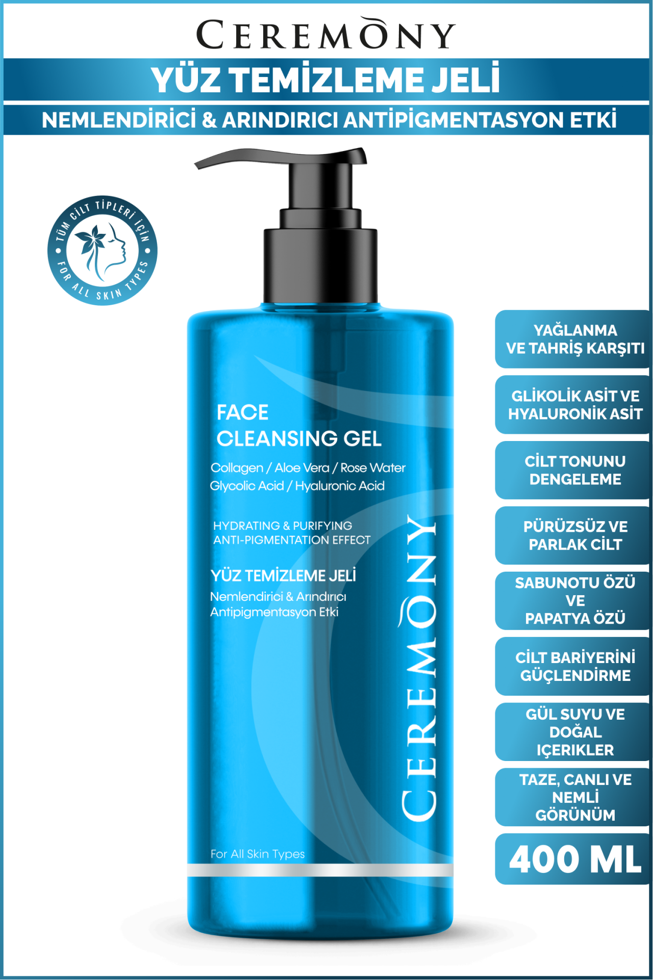 .Ceremony 400 ml Yüz Temizleme Jeli