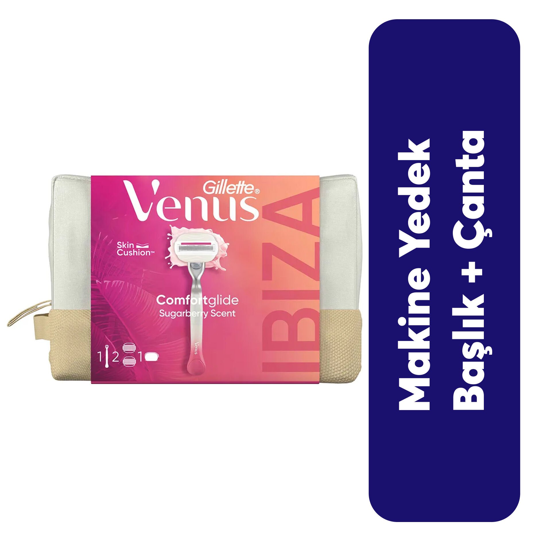 Gillette Venüs Makine + 2 Başlık Comfortglide + Çanta