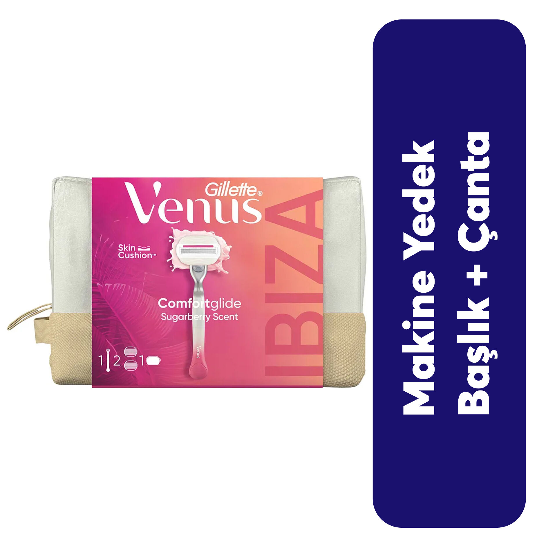 Gillette Venüs Makine + 2 Başlık Comfortglide + Çanta