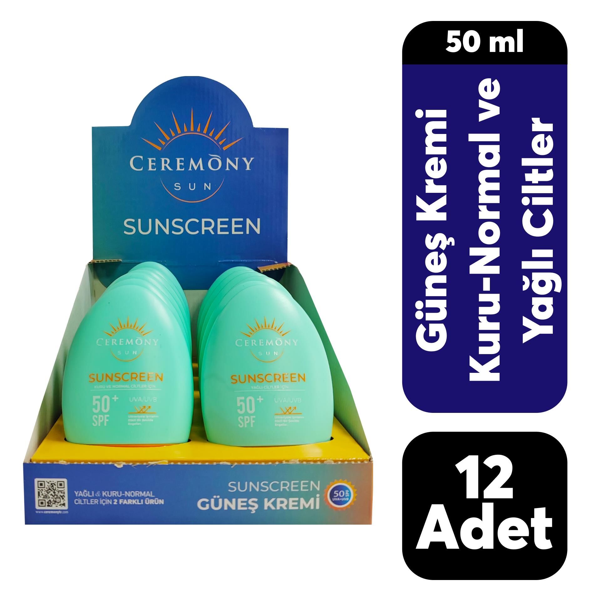....Ceremony 50 Spf Güneş Kremi 50 ml Yağlı Ciltler 6'lı + Kuru ve Normal Ciltler 6'lı