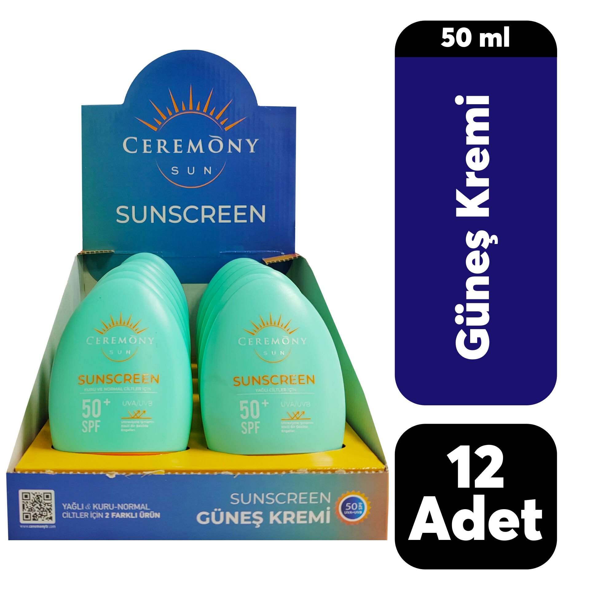....Ceremony 50 Spf Güneş Kremi 50 ml Yağlı Ciltler 6'lı + Kuru ve Normal Ciltler 6'lı