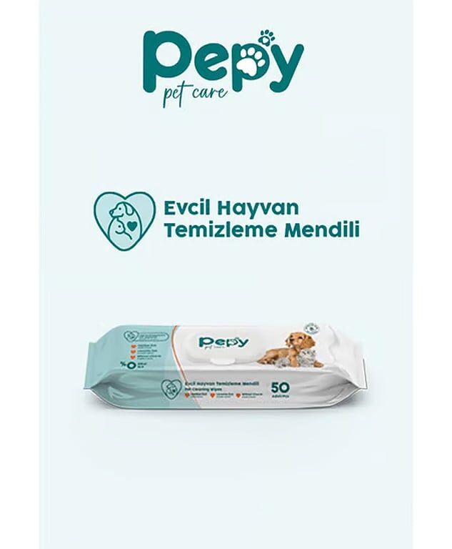 Pepy Evcil Hayvan Temizleme Mendili 50'li