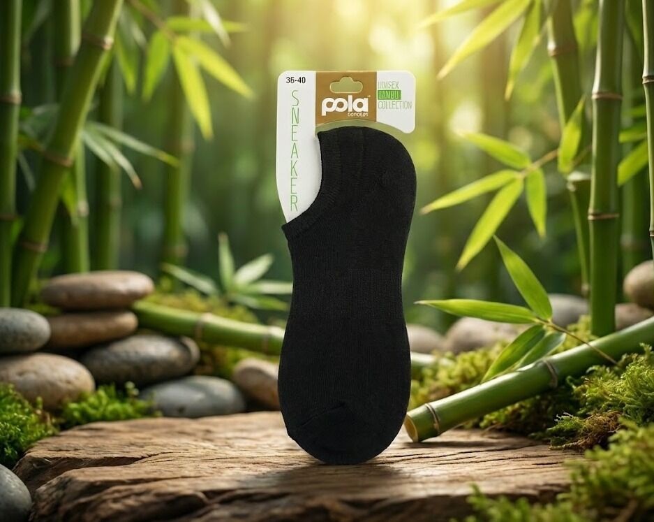 Pola Bayan Sneaker Bambu Çorap Siyah 36-40