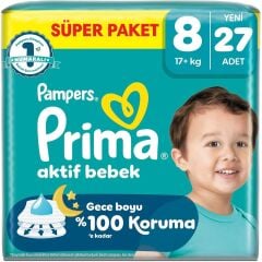 Bebek Bezi Prima Süper 8 Numara 17 kg 27'li