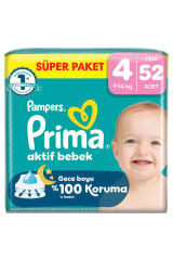 Bebek Bezi Prima Süper 4 Numara 9-14 kg 52'li