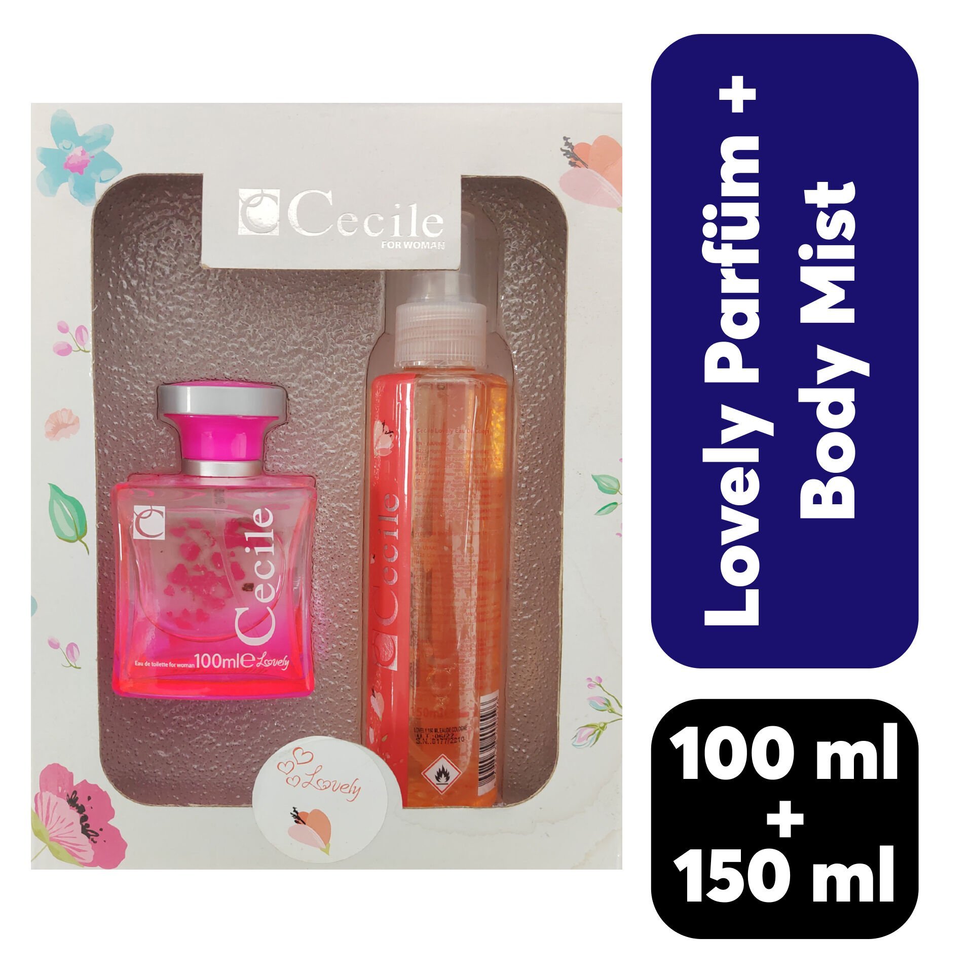 Kofre Cecile Parfüm 100 ml + Body Mist 150 ml Lovely
