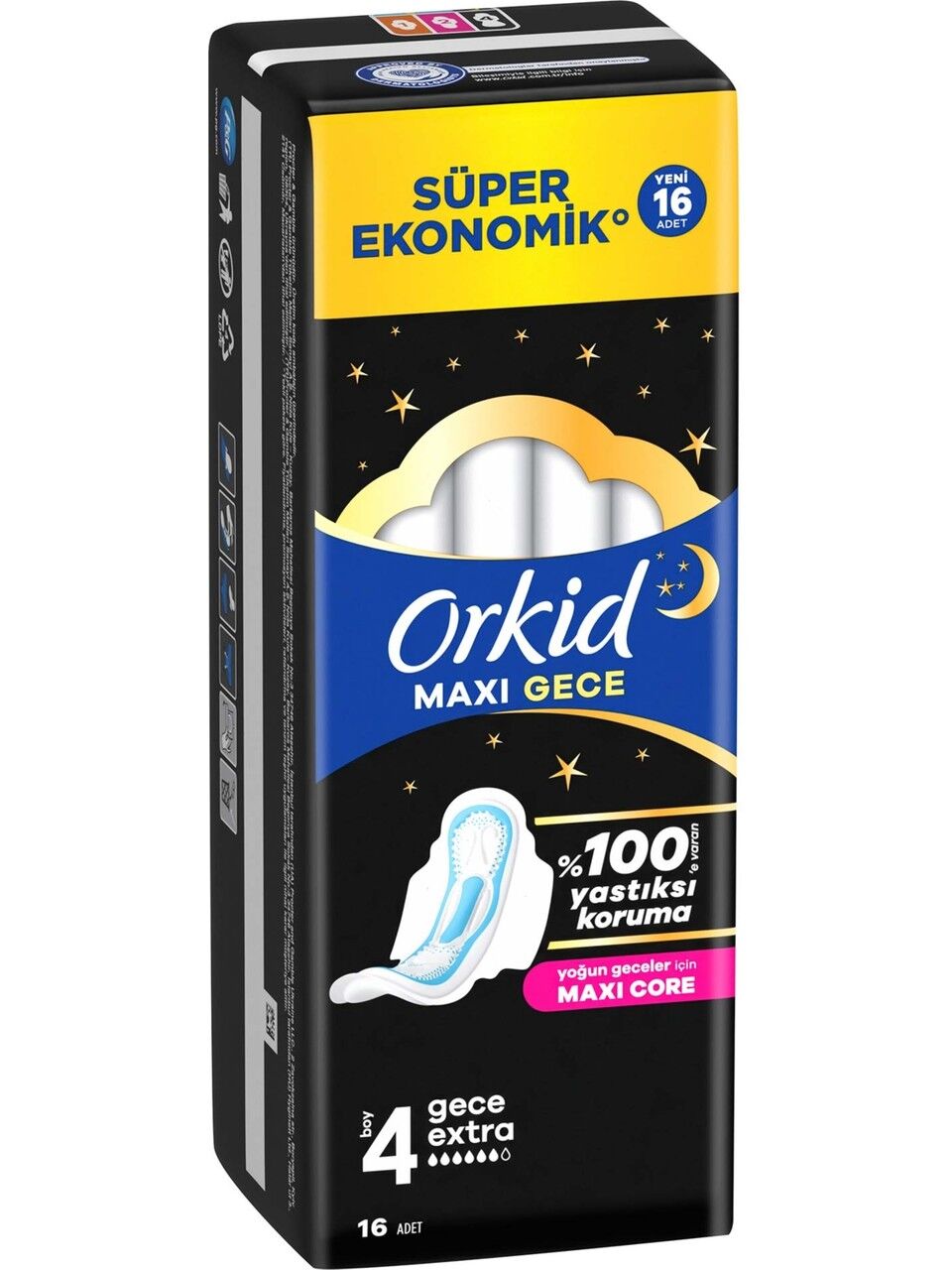 Orkid Ped Maxi Gece Tekli Gece Extra 16'lı