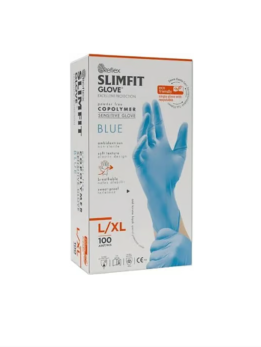 Reflex Slimfit Muayene Eldiveni L XL Beden Blue – Pudrasız 100’lü Kutu