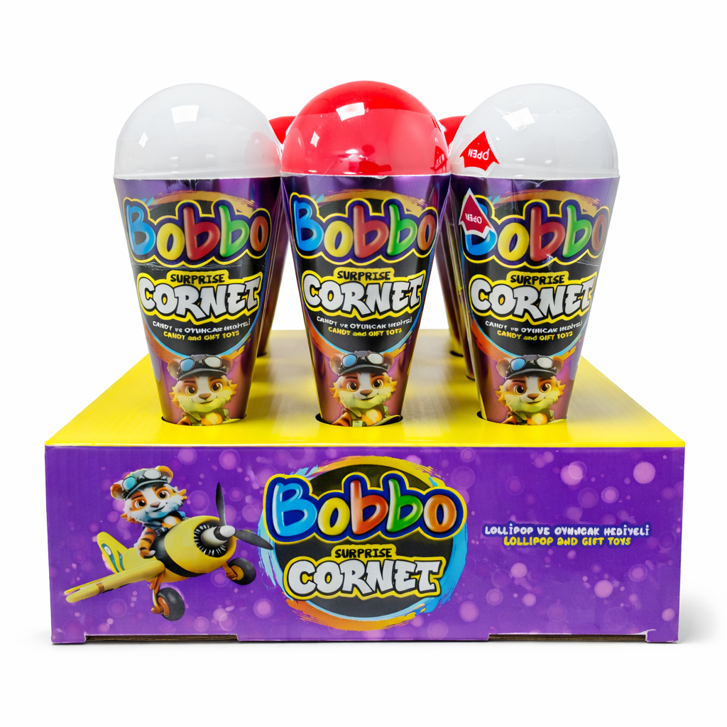 ..Bobbo Cornet Lollipop ve Oyuncak Hediyeli 12'li